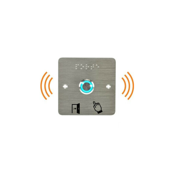 Bouton poussoir PMR acier inoxydable sur plaque carré